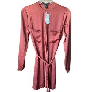 Belted Satin Shirtdress